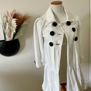 Kenzie Girl vintage white coat with Black Buttons.